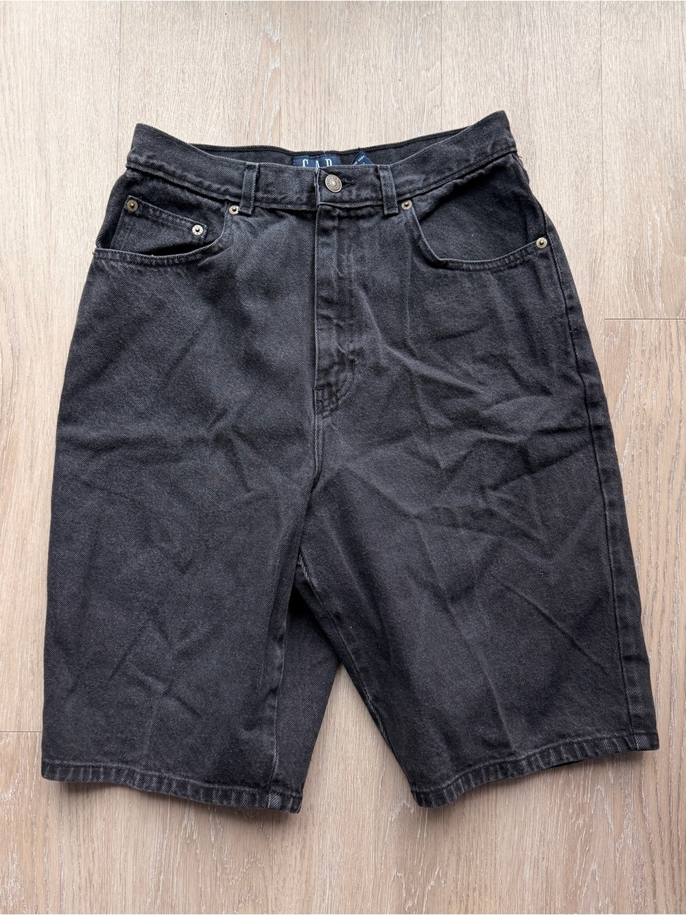 Vintage 90s Gap long black denim shorts